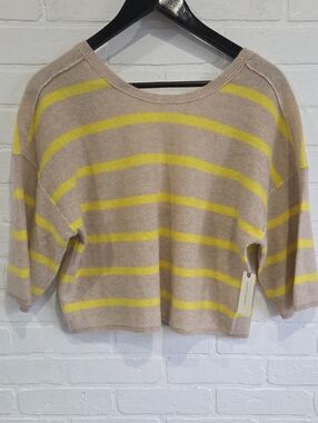 Anthropologie Cashmere Striped Scoop-Neck Sweater